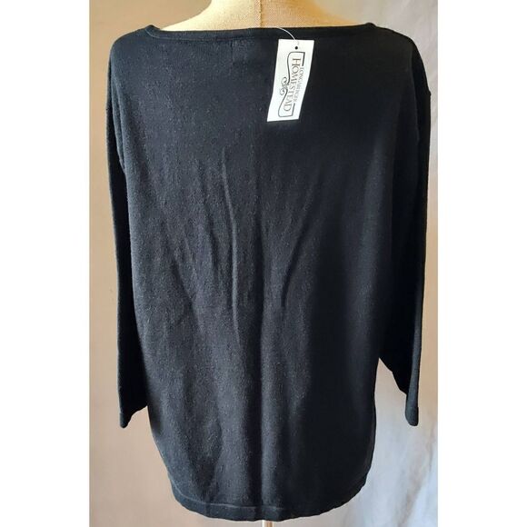 LONGABERGER HOMESTEAD Sweater Black with beaded snowman. Size XL. NWT - Picture 3 of 7